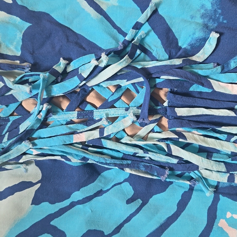 Lilly Pulitzer Stylish Lindamarie Caftan Sparkling Blue "Get Inky" Cover-Up - Picture 3 of 13
